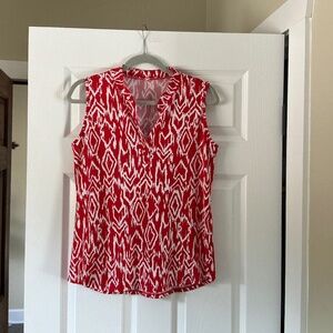 Claudia Richard Red and White Sleeveless Top Small